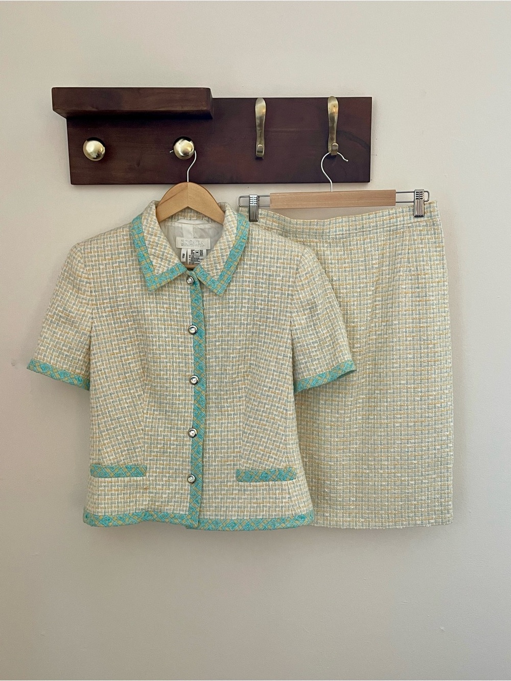 Vintage ESCADA Margaretha Ley Tweed Skirt Suit 38 Made Germany